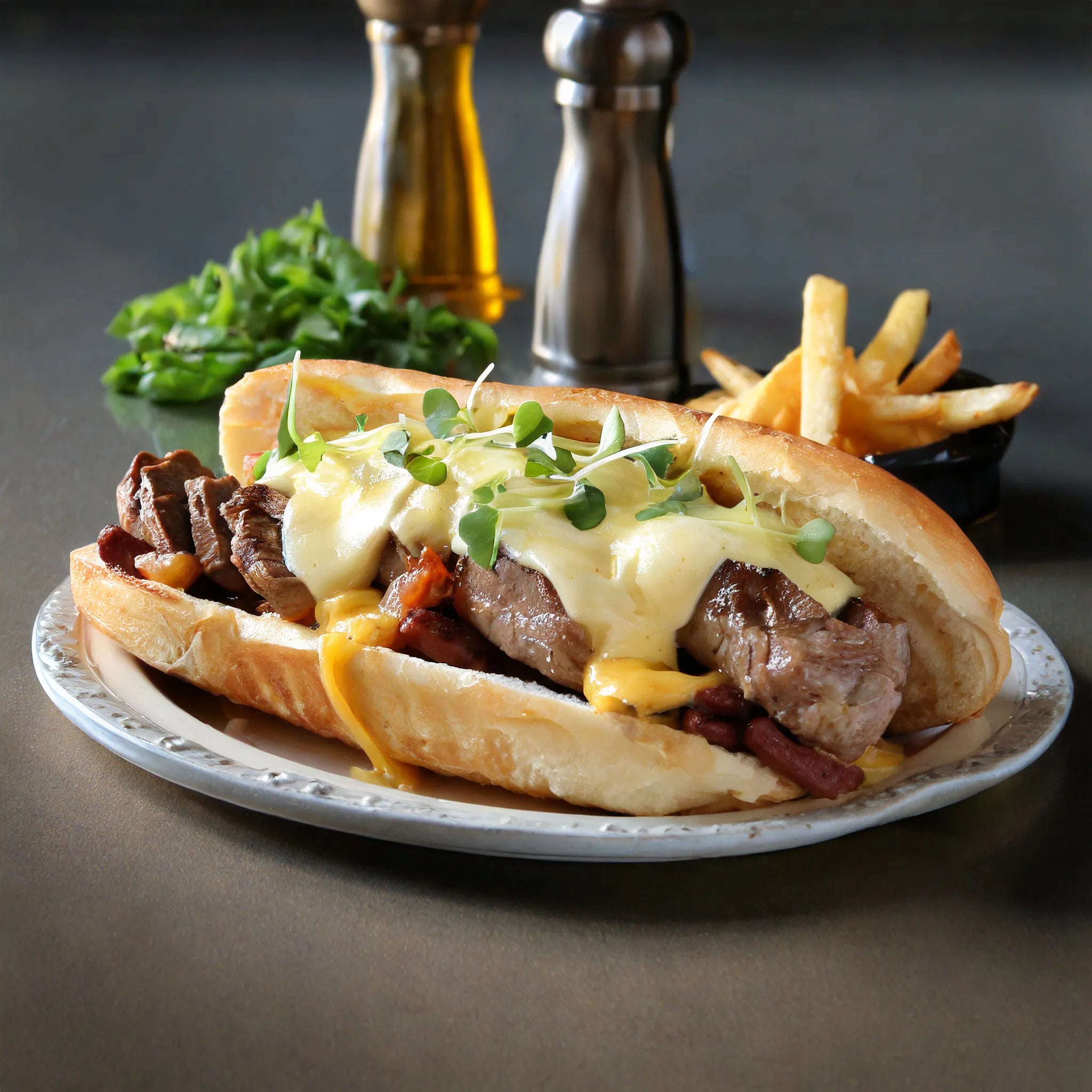 Rib-Eye-Steak als Philly Cheese Steak