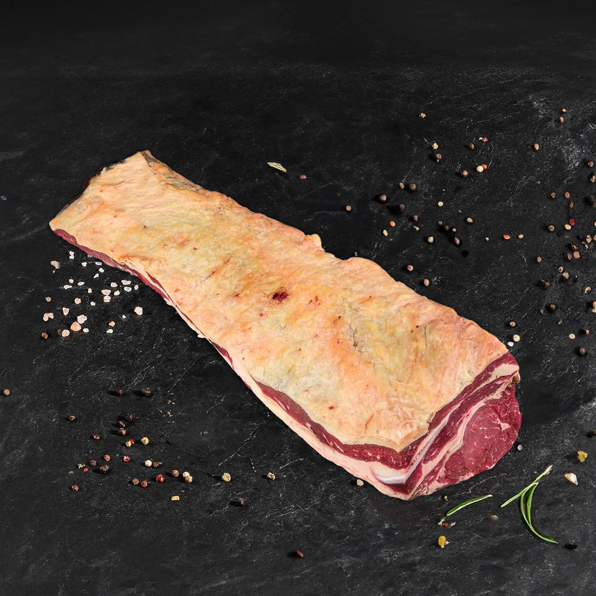 Ganzer Dry-aged Rinderrücken - ohne Filet, ohne Knochen