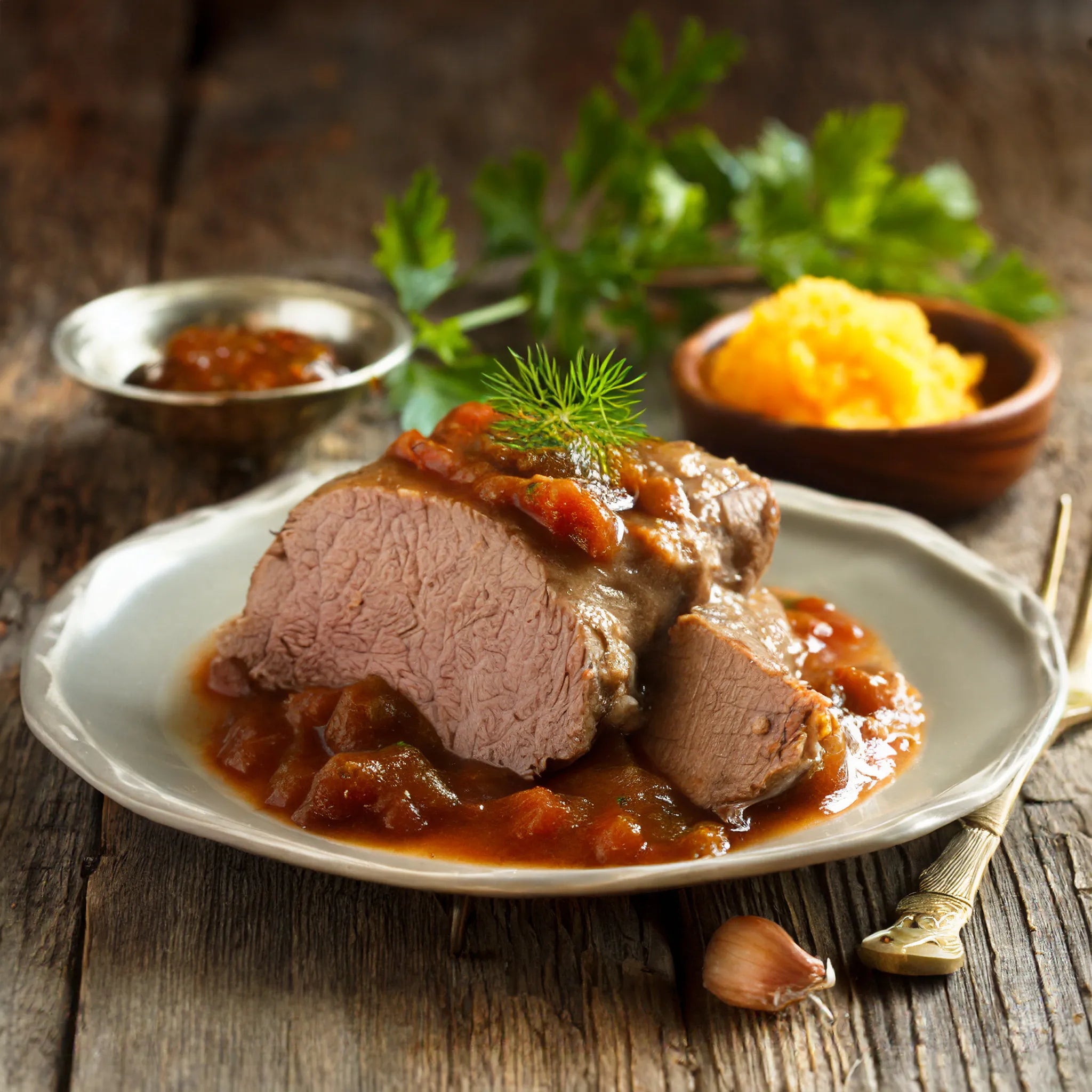 Gesmokter Tafelspitz an Rhabarber-Chutney | Kauf Dein Steak Gesmokter Tafelspitz an Rhabarber-Chutney | Kauf Dein Steak