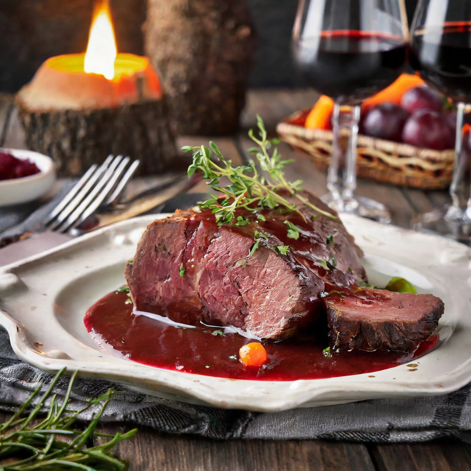 Rinderbraten in Rotweinsauce